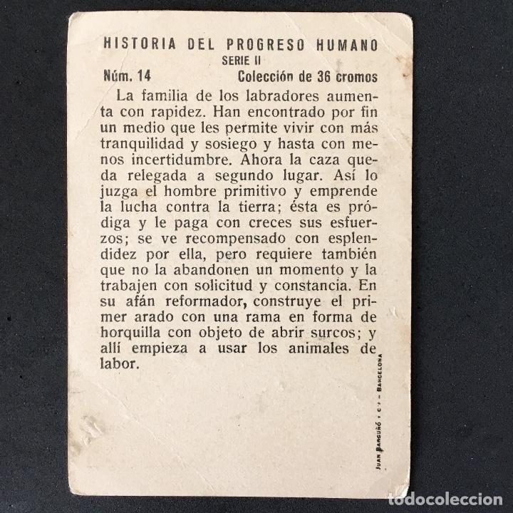 Coleccionismo cromos antiguos: cromo HISTORIA DEL PROGRESO HUMANO - serie II n&uacute;mero 14 - Foto 2