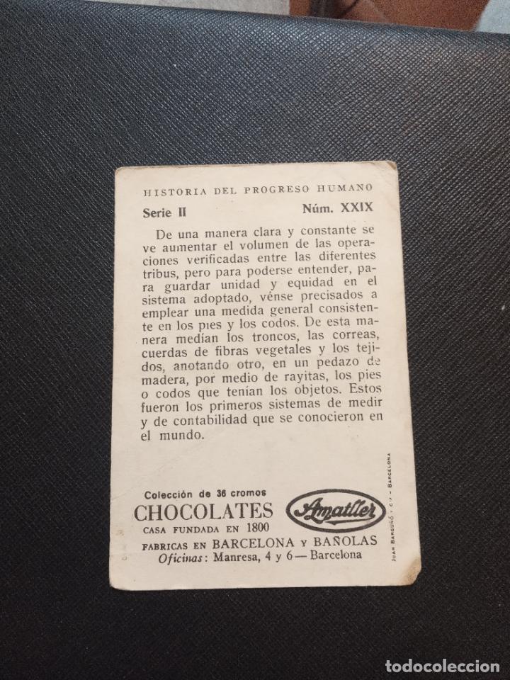 Coleccionismo cromos antiguos: HISTORIA DEL PROGRESO HUMANO CROMO CHOCOLATES AMATLLER - FT4 - 29 - Foto 2