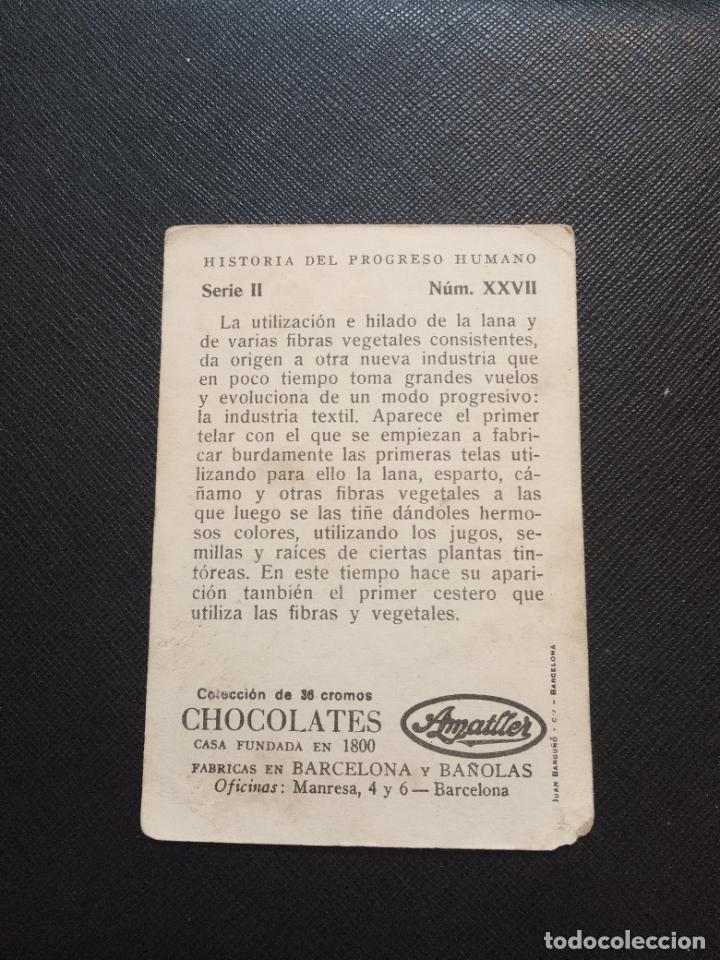 Coleccionismo cromos antiguos: HISTORIA DEL PROGRESO HUMANO CROMO CHOCOLATES AMATLLER - FT4 - 27 - Foto 2