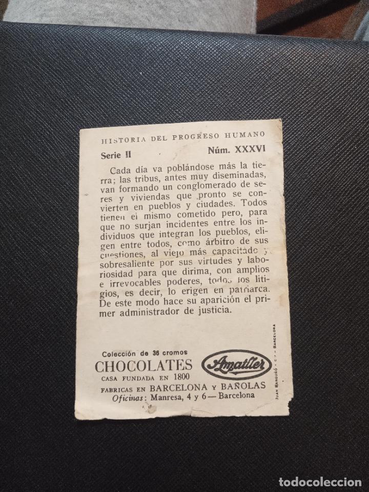 Coleccionismo cromos antiguos: HISTORIA DEL PROGRESO HUMANO CROMO CHOCOLATES AMATLLER - FT4 - 36 - Foto 2