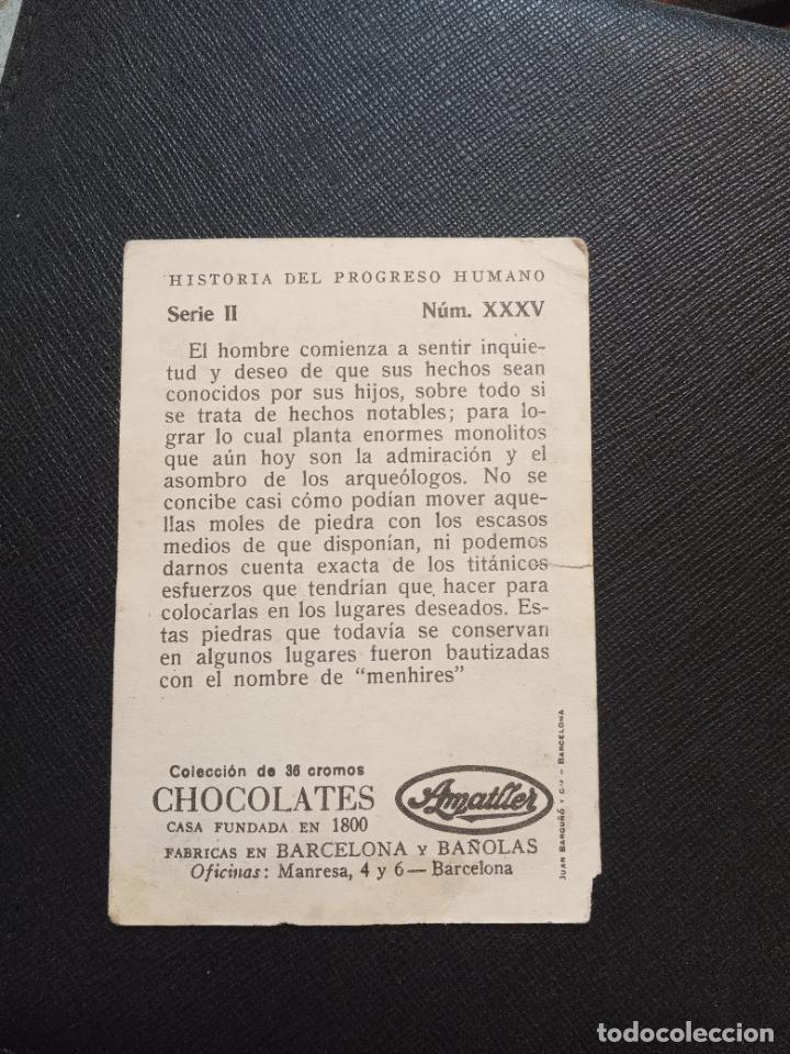 Coleccionismo cromos antiguos: HISTORIA DEL PROGRESO HUMANO CROMO CHOCOLATES AMATLLER - FT4 - 35 - Foto 2