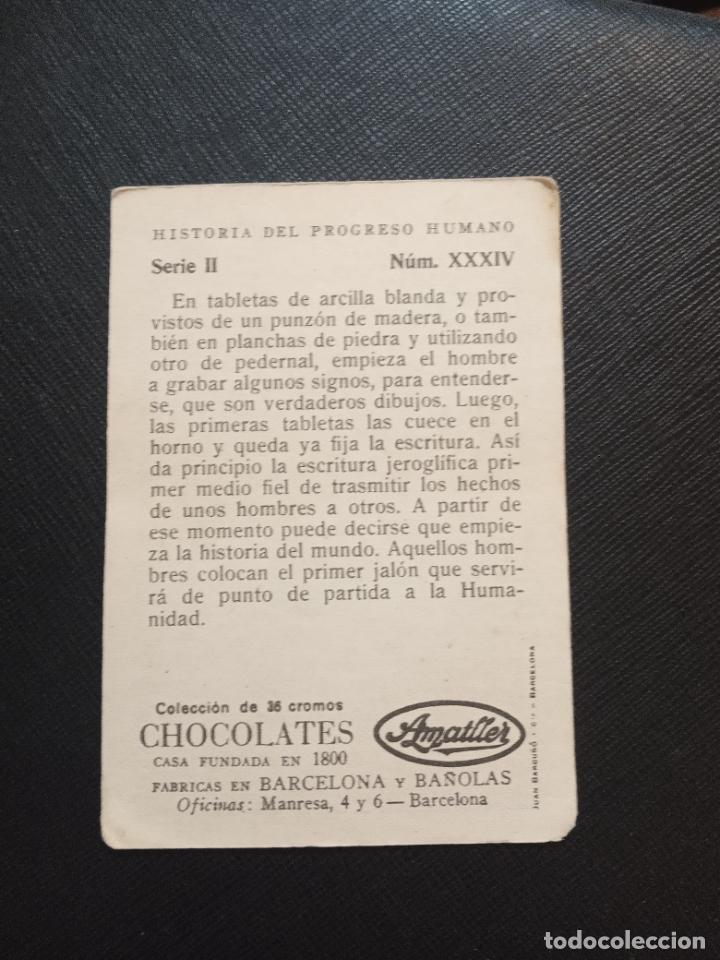 Coleccionismo cromos antiguos: HISTORIA DEL PROGRESO HUMANO CROMO CHOCOLATES AMATLLER - FT4 - 34 - Foto 2