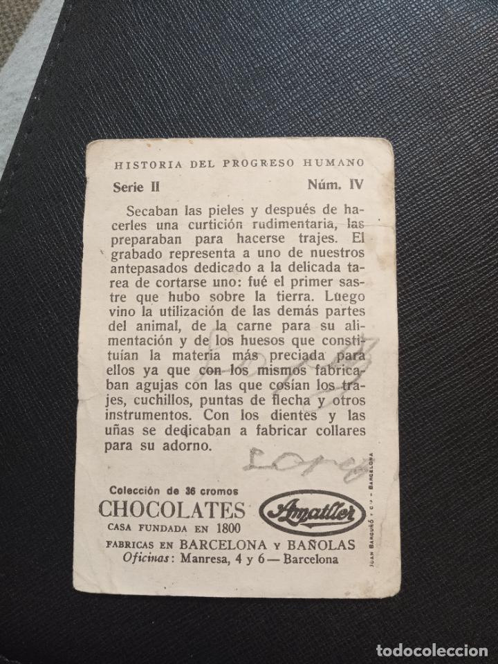 Coleccionismo cromos antiguos: HISTORIA DEL PROGRESO HUMANO CROMO CHOCOLATES AMATLLER - FT4 - 4 - Foto 2