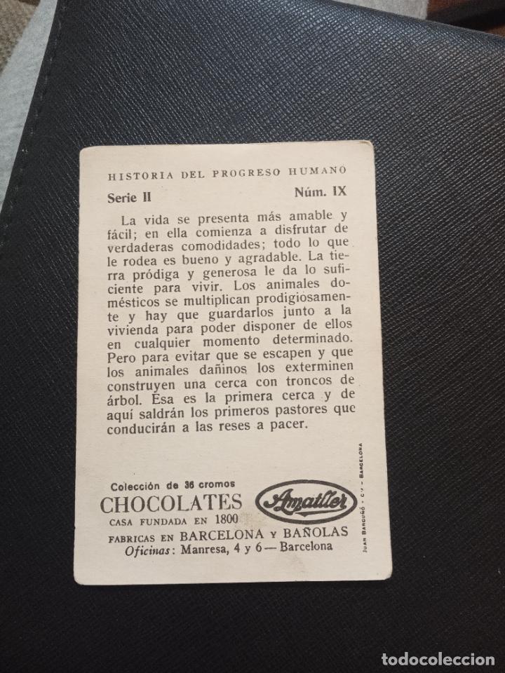 Coleccionismo cromos antiguos: HISTORIA DEL PROGRESO HUMANO CROMO CHOCOLATES AMATLLER - FT4 - 9 - Foto 2