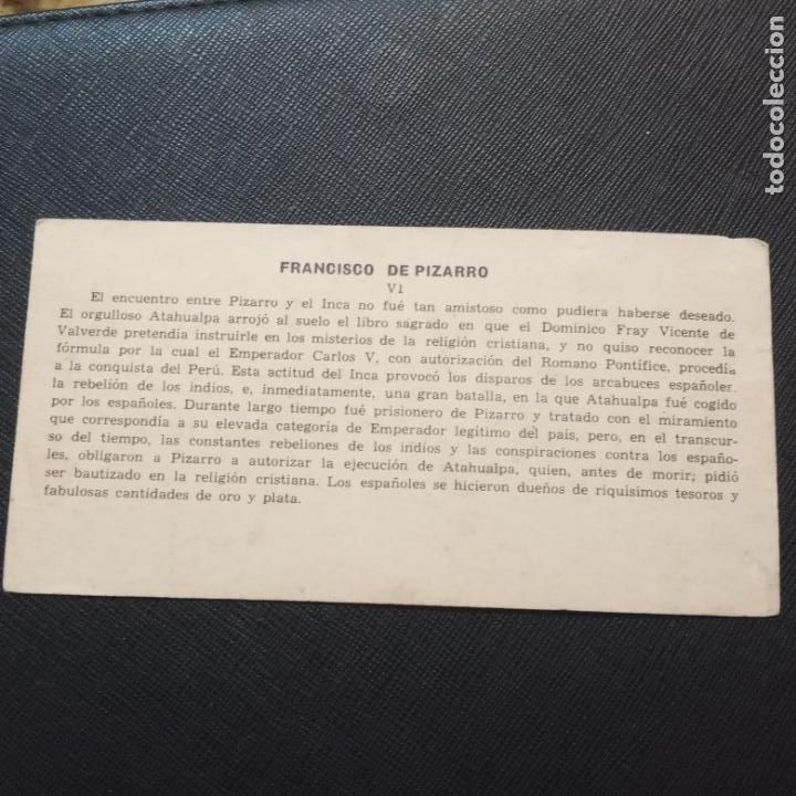 Coleccionismo cromos antiguos: FRANCISCO PIZARRO CROMO - FT103 - 6 - Foto 2