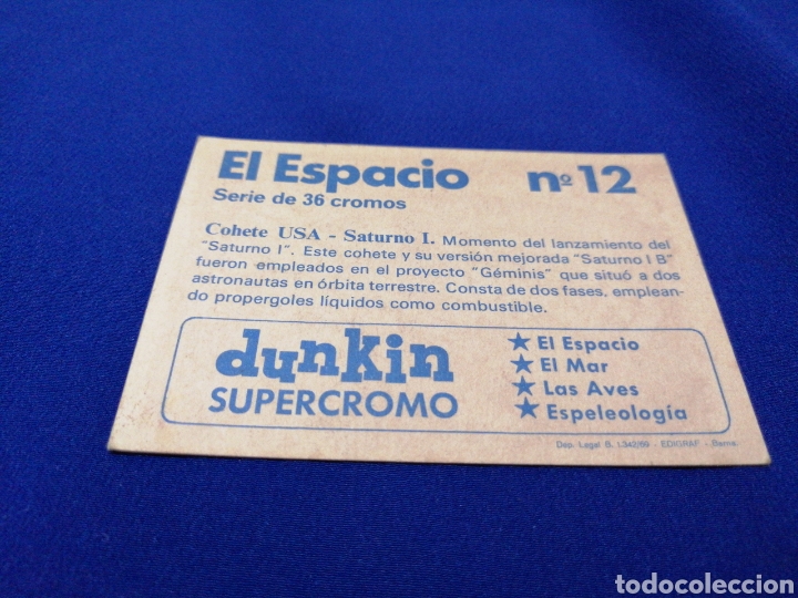 Coleccionismo cromos antiguos: DUNKIN SUPERCROMO EL ESPACIO NUMERO 12 - Foto 2