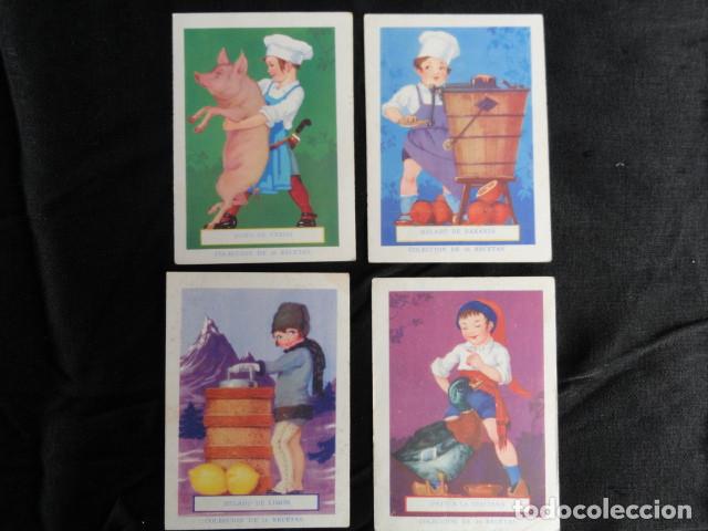 Collectionnisme Cartes &agrave; collectionner anciennes: 4 CROMOS - COLECCI&Oacute;N DE 36 RECETAS - CHOCOLATES AMATLLER. A&Ntilde;OS 40.