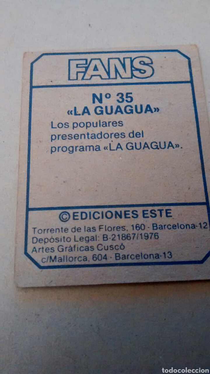 Coleccionismo cromos antiguos: FANS 1976, EDICIONES ESTE CROMO 35 LA GUAGUA - Foto 2