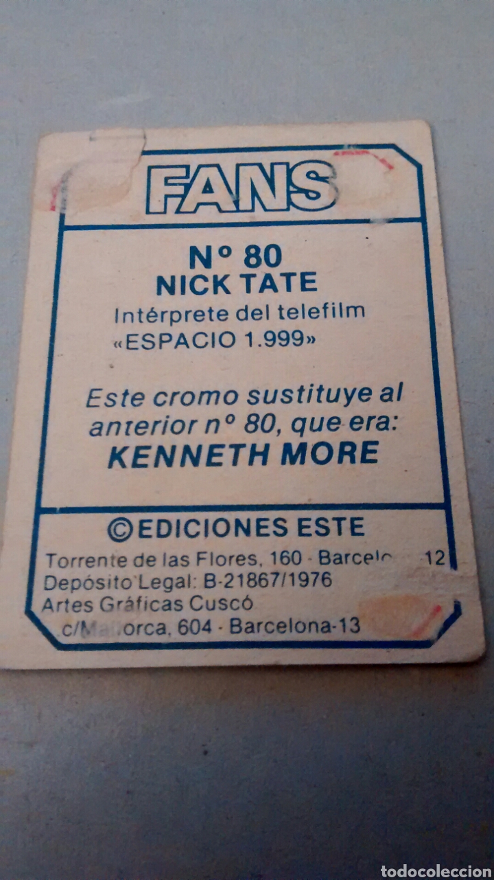 Coleccionismo cromos antiguos: FANS 1976, EDICIONES ESTE CROMO 80 NICK TATE (DESPEGADO) - Foto 2