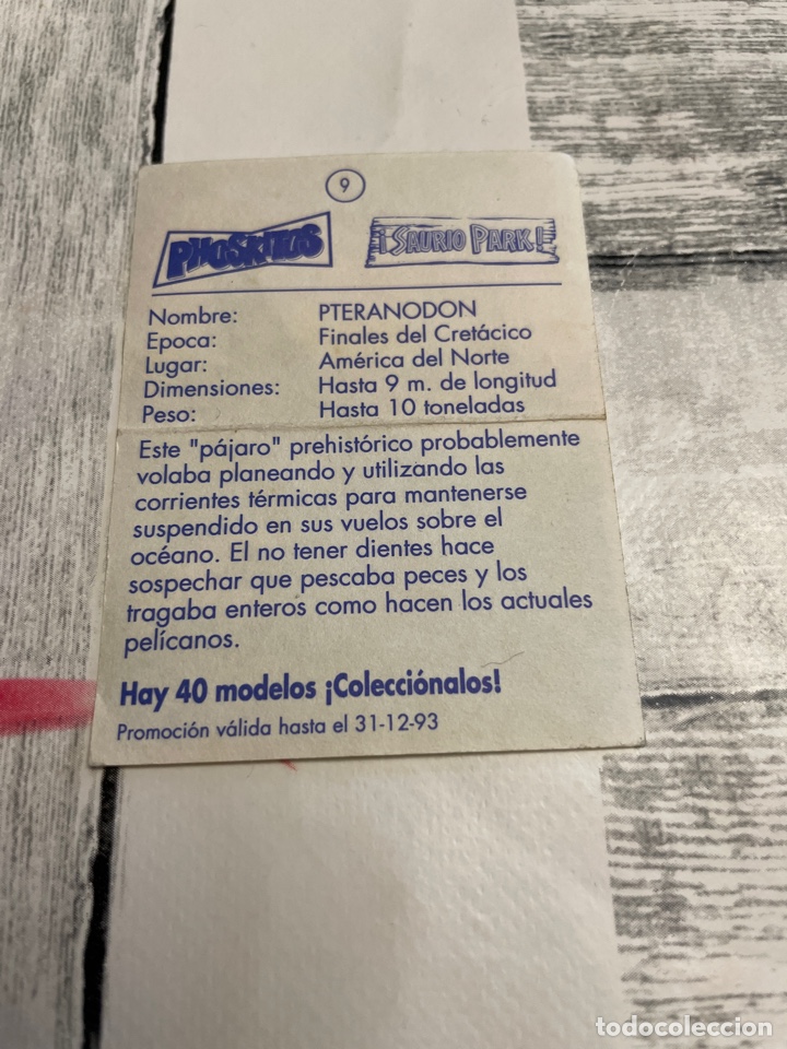 Coleccionismo cromos antiguos: Phoskitos saurio park n&uacute;mero 9 - Foto 2