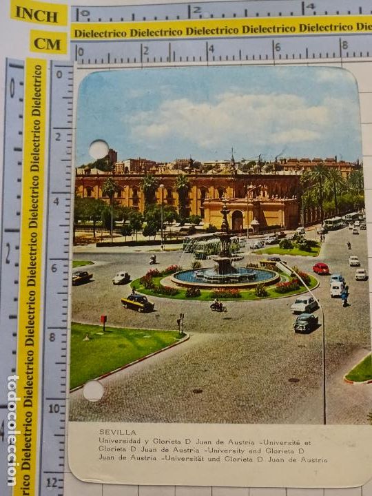 Collectionnisme Cartes &agrave; collectionner anciennes: FICHA TURIST MYRGA A&Ntilde;O 1972 FOTO POSTAL RO-FOTO FISA. SEVILLA UNIVERSIDAD Y GLORIETA JUAN AUSTRIA 12
