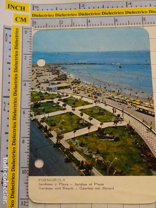 Collectable Antique Stickers: FICHA TURIST MYRGA A&Ntilde;O 1972 FOTO POSTAL RO-FOTO FISA. FUENGIROLA JARDINES PLAYA / PORT SELVA. 26