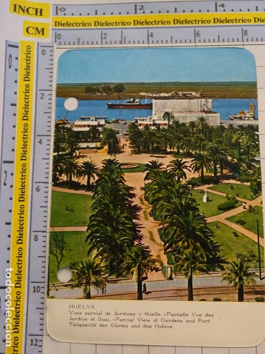 Collectionnisme Cartes &agrave; collectionner anciennes: FICHA TURIST MYRGA A&Ntilde;O 1972 FOTO POSTAL RO-FOTO FISA. HUELVA JARDINES Y MUELLE / AIGUES TORTES. 63