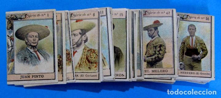 Coleccionismo Cromos antiguos: COLECCI&Oacute;N COMPLETA DE 75 FOTOTIPIAS DE CAJAS DE CERILLAS. SERIE 16. PICADORES. ANTERIOR A 1915.