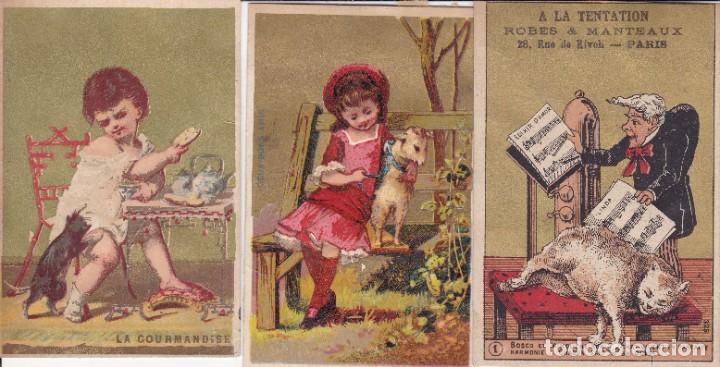 Coleccionismo Cromos antiguos: 3 cromos finales siglo XIX Francia