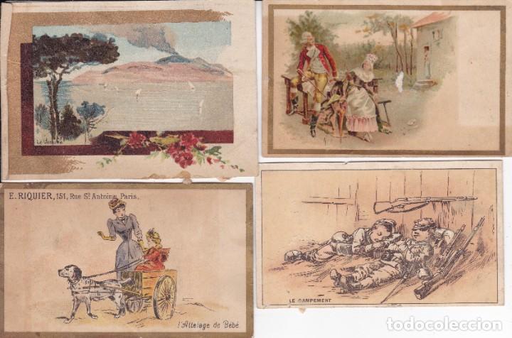 Coleccionismo cromos antiguos: 4 cromos finales siglo XIX Francia