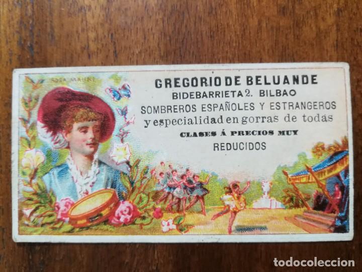 Collezionismo Figurine antiche: GREGORIO DE BELAUNDE - SOMBREROS Y GORRAS - BILBAO - CROMO PUBLICITARIO ( ROSA MAURI )