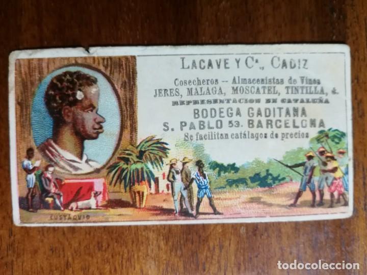 Coleccionismo cromos antiguos: LACAVE Y CIA. , CADIZ - COSECHEROS, BODEGA, ALMACENISTAS DE VINO - CROMO PUBLICITARIO ( EUSTAQUIO )