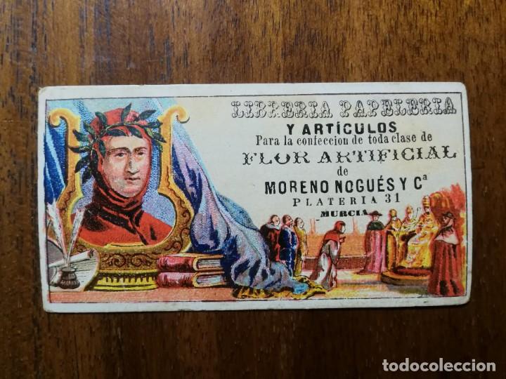 Colecionismo Cromos antigos: LIBRERIA PAPELERIA Y ARTICULOS FLOR ARTIFICIAL - MORENO NOGUES Y CIA - MURCIA - CROMO PETRARCA