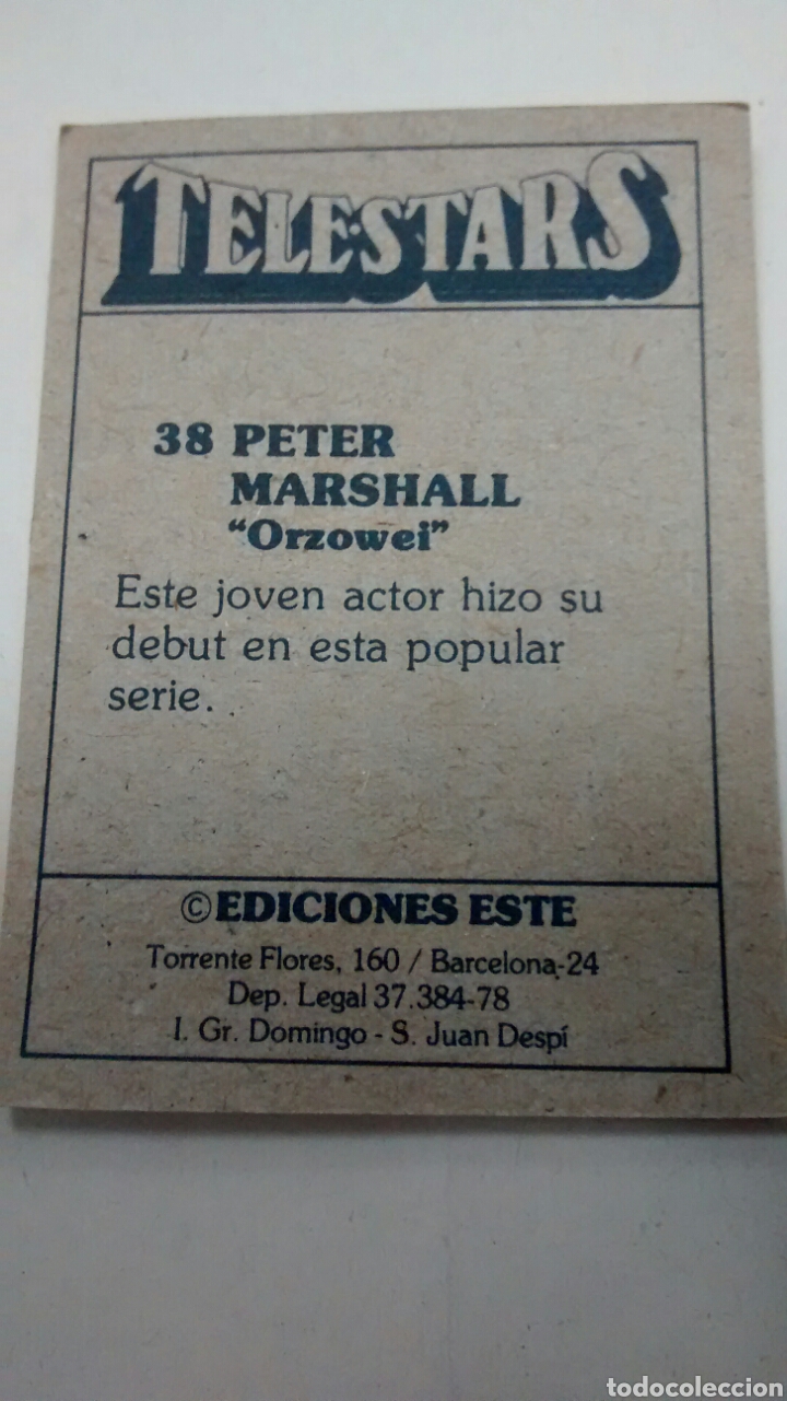 Coleccionismo cromos antiguos: TELESTARS, EDICIONES ESTE, 1978, CROMO N&ordm; 38 - Foto 2