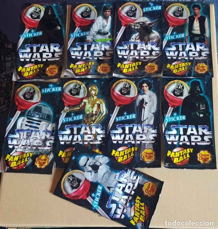 Coleccionismo cromos antiguos: 9 Sobres STAR WARS Fantasy Ball de Chupa Chups 1996. Incluye stickers