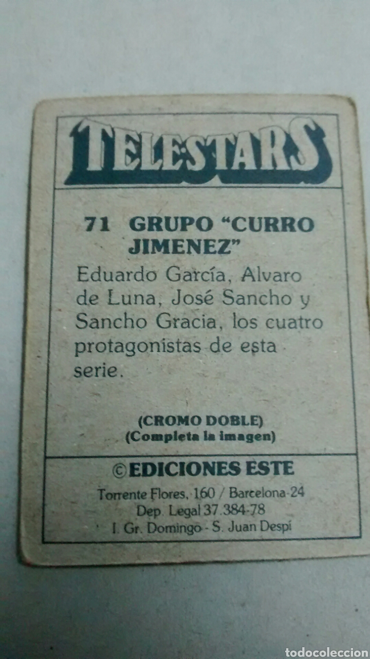 Coleccionismo cromos antiguos: TELESTARS, EDICIONES ESTE, 1978, CROMO N&ordm; 71 - Foto 2