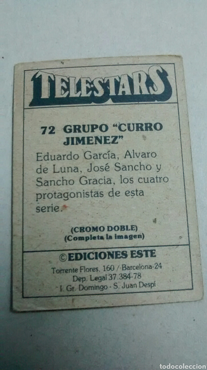 Coleccionismo cromos antiguos: TELESTARS, EDICIONES ESTE, 1978, CROMO N&ordm; 72 - Foto 2