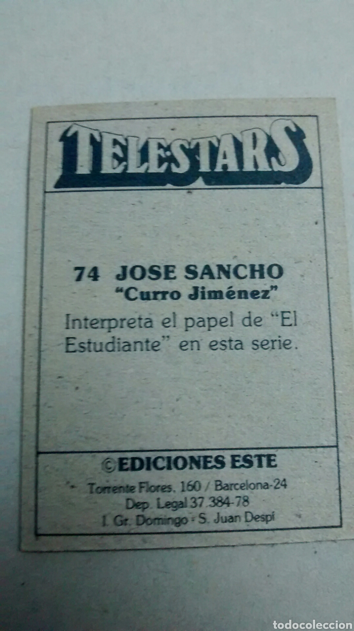 Coleccionismo cromos antiguos: TELESTARS, EDICIONES ESTE, 1978, CROMO N&ordm; 74 (A1) - Foto 2