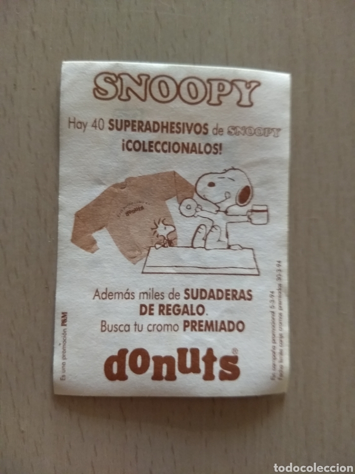 Coleccionismo cromos antiguos: Pegatina Donuts Snoopy - Foto 2