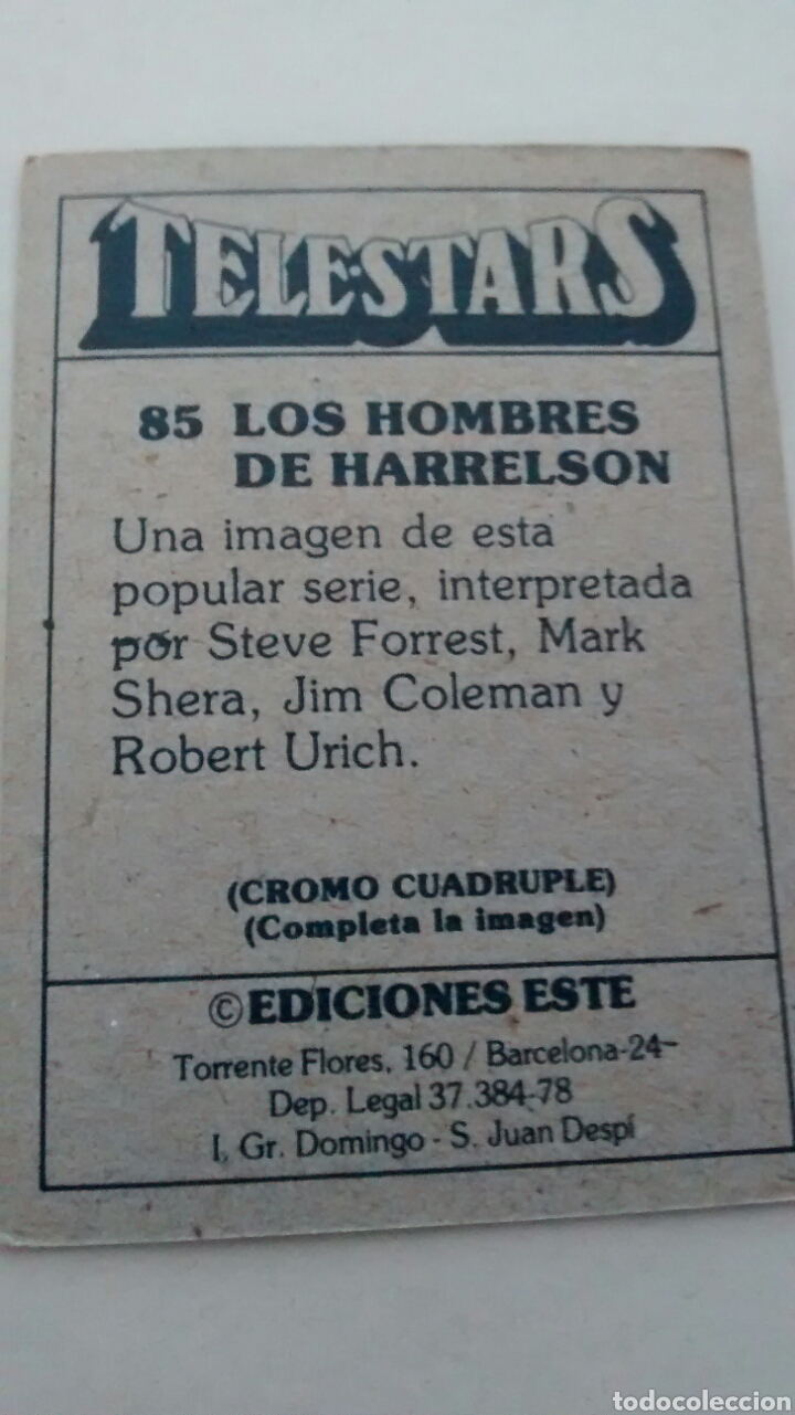 Coleccionismo cromos antiguos: TELESTARS, EDICIONES ESTE, 1978, CROMO N&ordm; 85 (A1) - Foto 2
