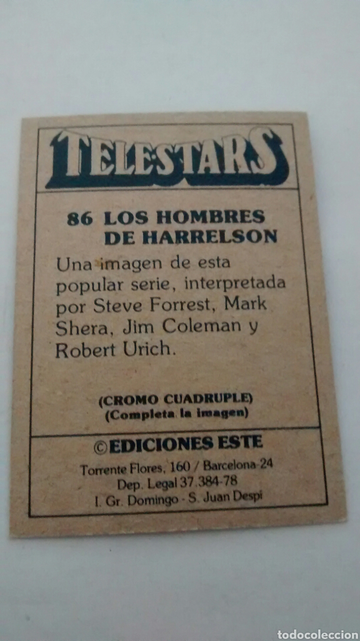 Coleccionismo cromos antiguos: TELESTARS, EDICIONES ESTE, 1978, CROMO N&ordm; 86 - Foto 2
