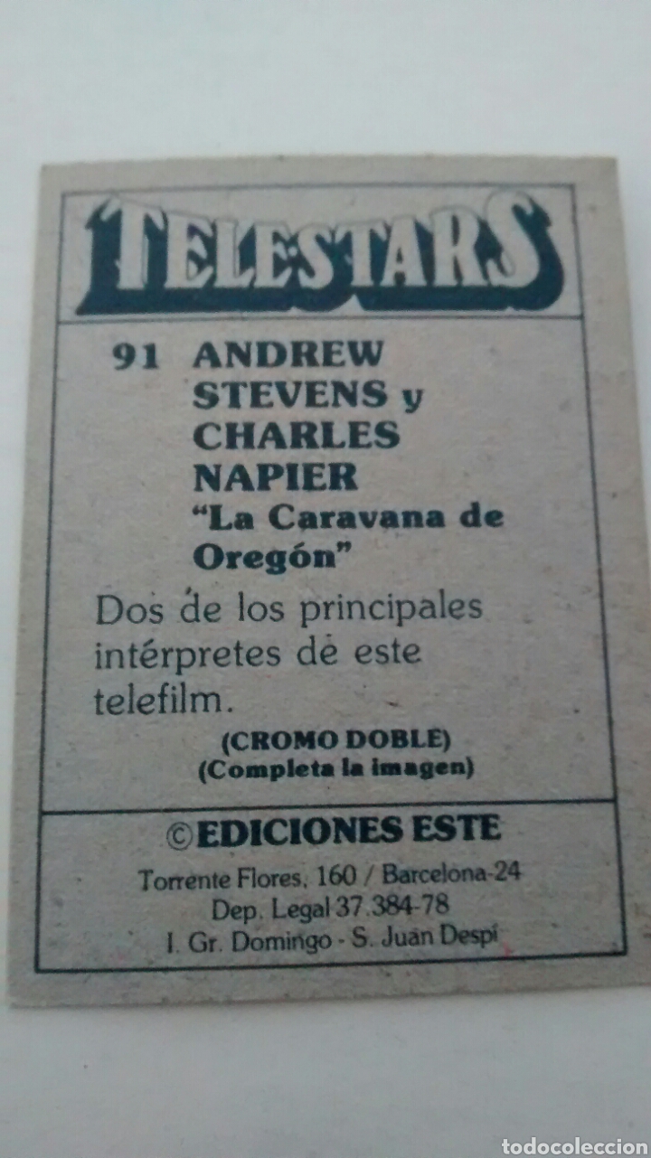 Coleccionismo cromos antiguos: TELESTARS, EDICIONES ESTE, 1978, CROMO N&ordm; 91 (A2) - Foto 2