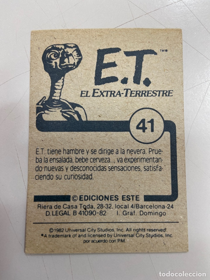 Coleccionismo cromos antiguos: (I) Cromo E.T. Et el extra terrestre ediciones este extraterrestre 41 - Foto 2