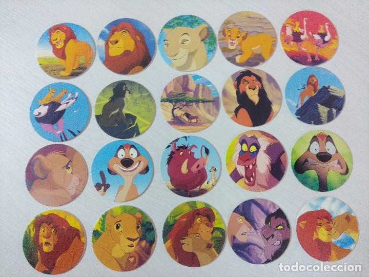 Coleccionismo Cromos antiguos: TAZOS EL REY LEON/CAPS DISNEY-PANINI/20 TAZOS DIFERENTES.