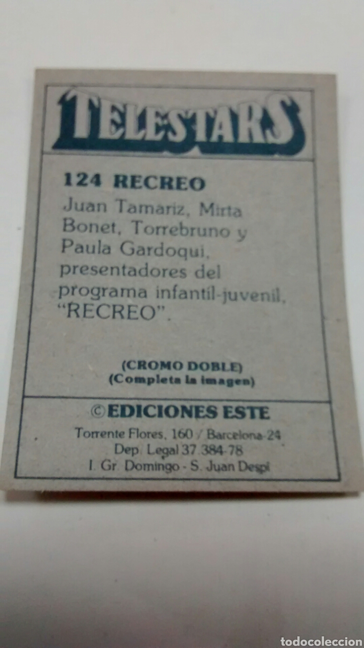 Coleccionismo cromos antiguos: TELESTARS, EDICIONES ESTE, 1978, CROMO N&ordm; 124 - Foto 2