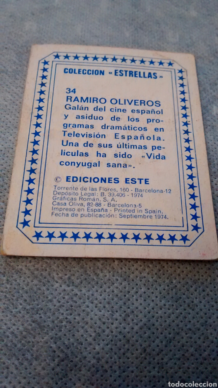 Coleccionismo cromos antiguos: COLECCION ESTRELLAS ESTE 34 RAMIRO OLIVEROS - Foto 2