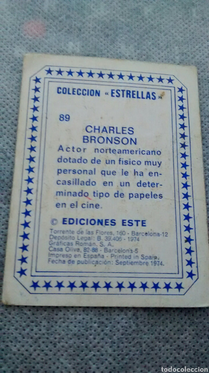Coleccionismo cromos antiguos: COLECCION ESTRELLAS ESTE 89 CHARLES BRONSON (A1) - Foto 2