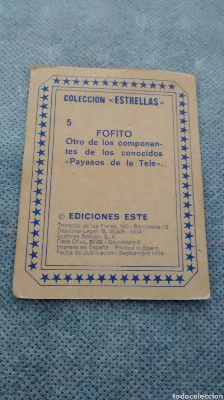 Coleccionismo cromos antiguos: COLECCION ESTRELLAS ESTE 5 FOFITO - Foto 2