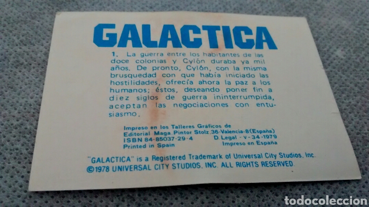Coleccionismo cromos antiguos: GALACTICA, MAGA, CROMO 1 - Foto 2