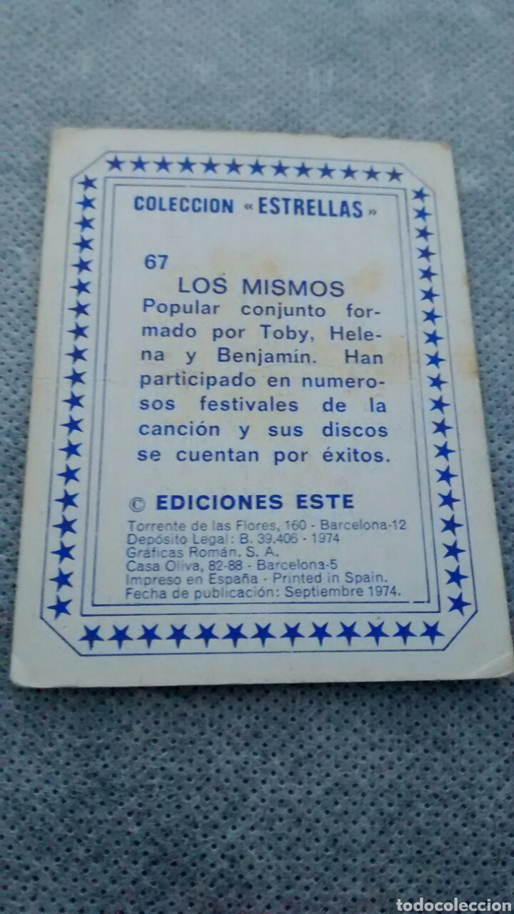 Coleccionismo cromos antiguos: COLECCION ESTRELLAS ESTE 67 LOS MISMOS - Foto 2