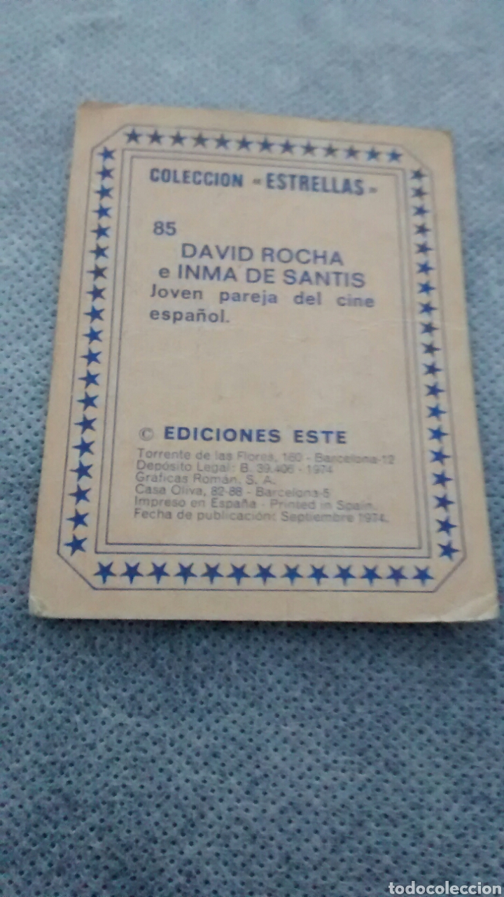 Coleccionismo cromos antiguos: COLECCION ESTRELLAS ESTE 85 DAVID ROCHA E INMA DE SANTIS - Foto 2