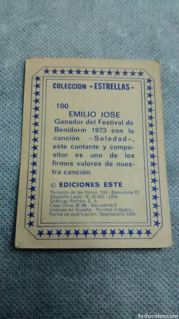 Coleccionismo cromos antiguos: COLECCION ESTRELLAS ESTE 100 EMILIO JOSE - Foto 2
