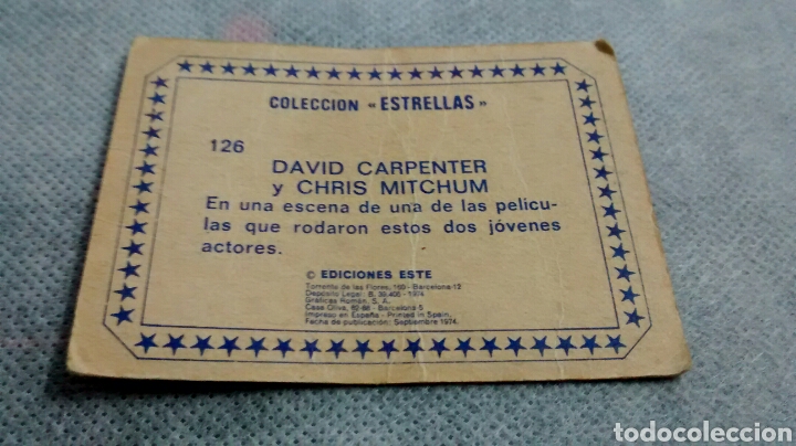 Coleccionismo cromos antiguos: COLECCION ESTRELLAS ESTE 126 DAVID CARPENTER Y CHRIS MITCHUM - Foto 2