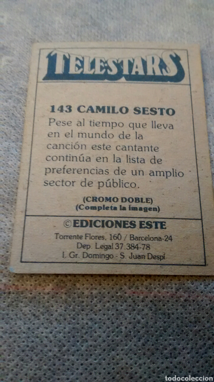 Coleccionismo cromos antiguos: TELESTARS, EDICIONES ESTE, 1978, CROMO N&ordm; 143 - Foto 2