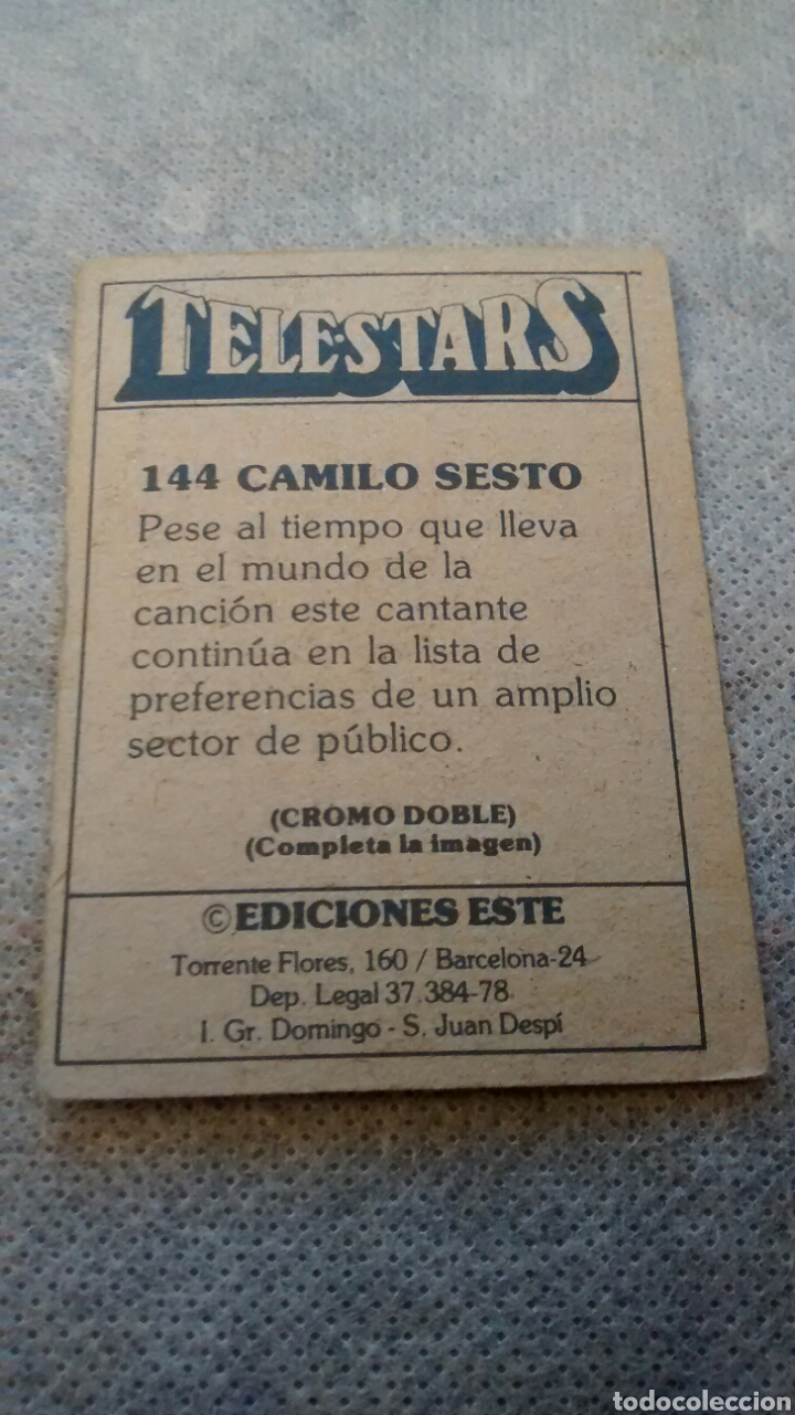 Coleccionismo cromos antiguos: TELESTARS, EDICIONES ESTE, 1978, CROMO N&ordm; 144 - Foto 2
