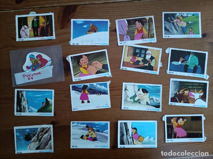 Coleccionismo Cromos antiguos: 15 CROMOS Y UNA PEGATINA YOGUR CLESA HEIDI. SOLICITAD FALTAS.