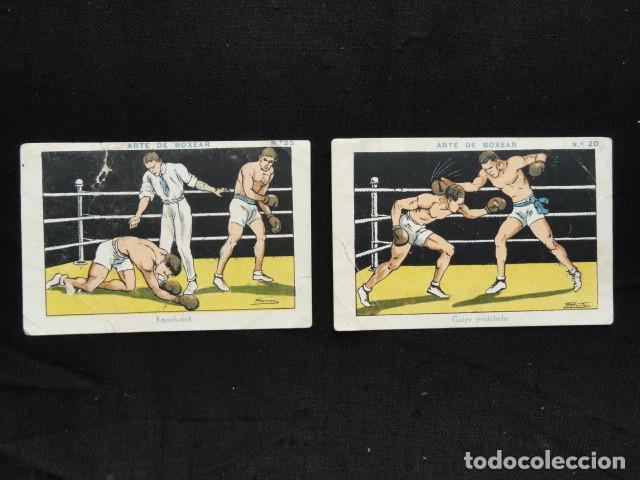Coleccionismo Cromos antiguos: 2 CROMOS - ARTE DE BOXEAR - CHOCOLATE MUNDIAL. A&Ntilde;O 1920.