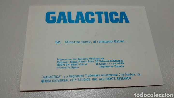 Coleccionismo cromos antiguos: GALACTICA, MAGA, CROMO 52 (A2) - Foto 2