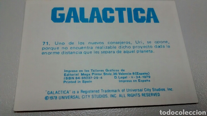 Coleccionismo cromos antiguos: GALACTICA, MAGA, CROMO 71 (A1) - Foto 2