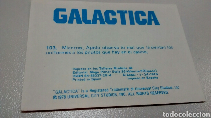 Coleccionismo cromos antiguos: GALACTICA, MAGA, CROMO 103 (A2) - Foto 2